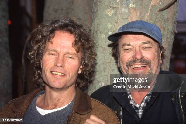 John Savage on left and Rip Torn who later died of Alzheimer's disease, enjoy a break from filming The Mouse in Chatham, MA on Cape Cod in 1995.