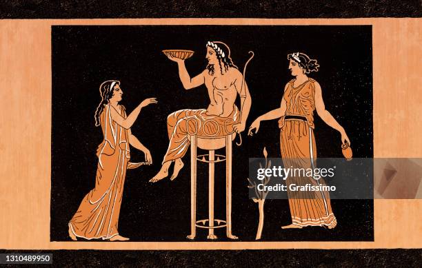 apollo und das delphische orakel im antiken griechenland - greek god apollo stock-grafiken, -clipart, -cartoons und -symbole