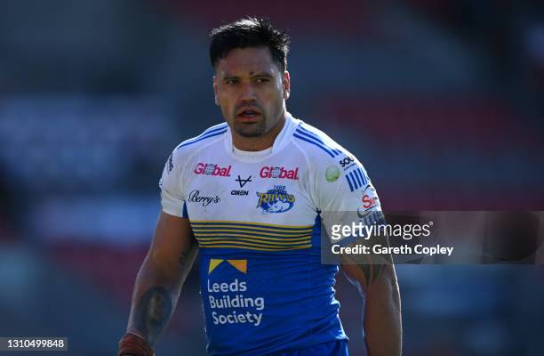 Zane Tetevano of Leeds during the Betfred Super League match between Leeds Rhinos and Castleford Tigers at Totally Wicked Stadium on April 02, 2021...