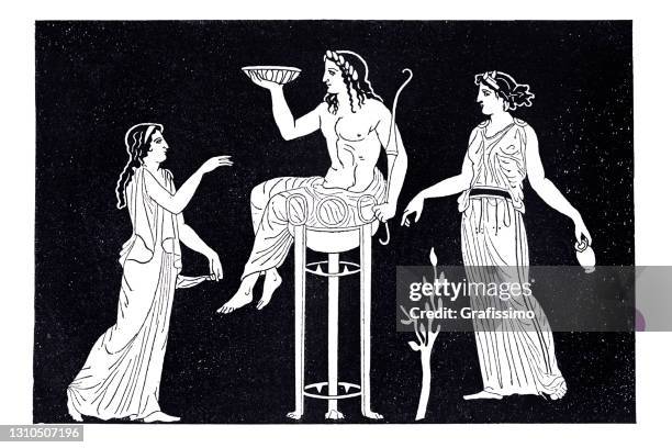 ilustrações, clipart, desenhos animados e ícones de apolo e o oráculo delfos na grécia antiga - apolo