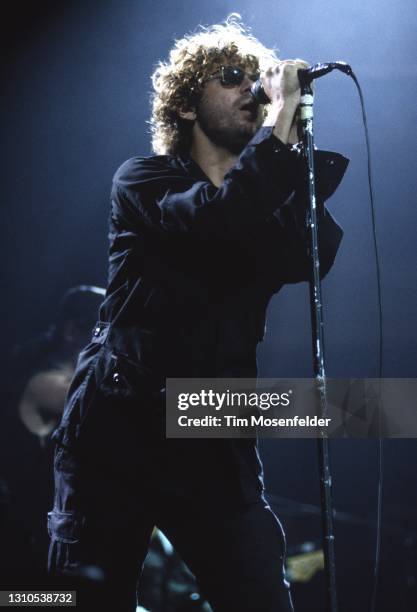 Michael Hutchence of INXS performs at San Jose Arena on April 8, 1994 in San Jose, California.