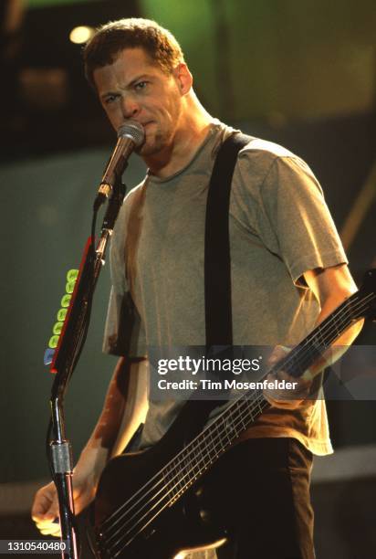 Jason Newsted of Metallica performs at Shoreline Amphitheatre on July 22, 1994 in Mountain View, California.