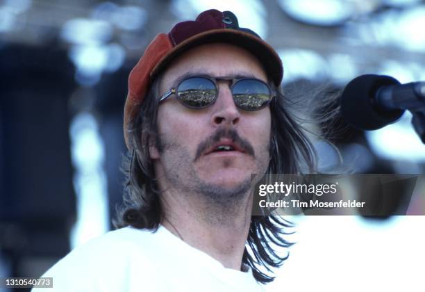 Les Claypool of Sausage performs during Laguna Seca Daze at Laguna Seca Racetrack on May 28, 1994 in Monterey, California.