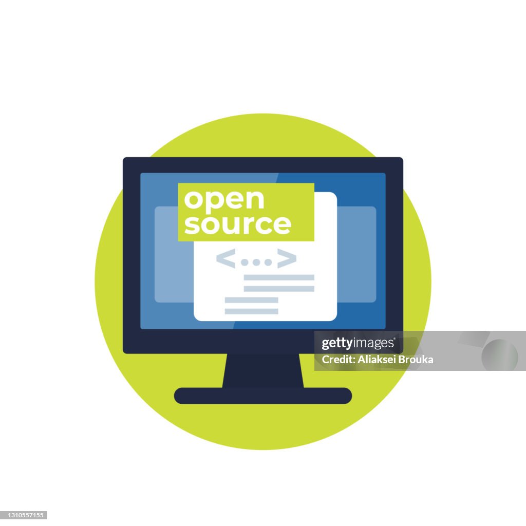 Open source code vector flat icon