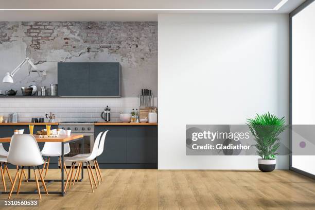 moderne küche und esszimmer - privatküche stock-fotos und bilder