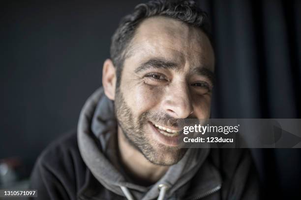 syrian male portrait - homeless man stock pictures, royalty-free photos & images