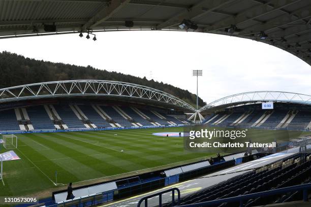 General view inside the stadium prior to the Sky Bet Championship match between Huddersfield Town and Brentford at John Smith's Stadium on April 03,...