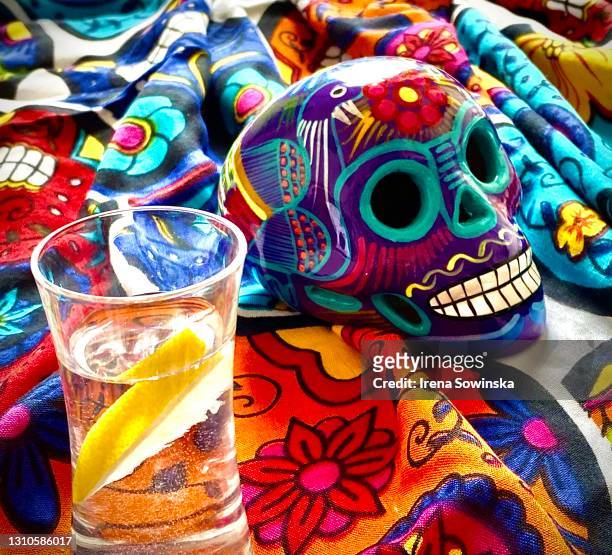 tequila and skull - tequila drink stock pictures, royalty-free photos & images