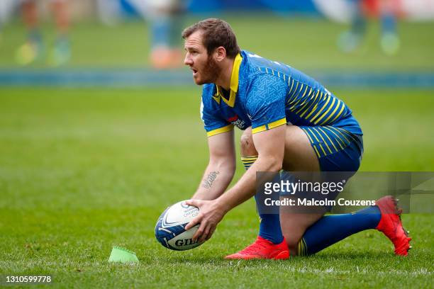 Camille Lopez of ASM Clermont Auvergne lines up a kick at goal during the Heineken Champions Cup Round of 16 match between Wasps and ASM Clermont...