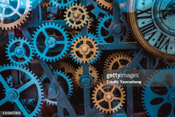 abstract mechanical background - old clock stock-fotos und bilder