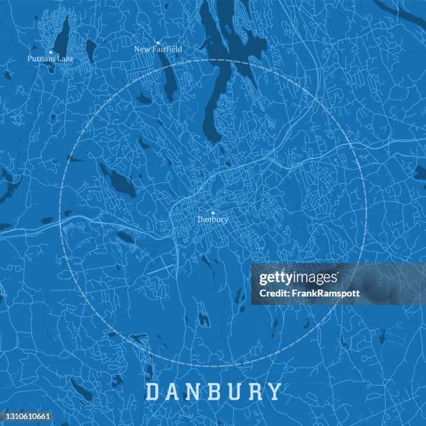 danbury ct city vector road map blue text - danbury connecticut stock illustrations