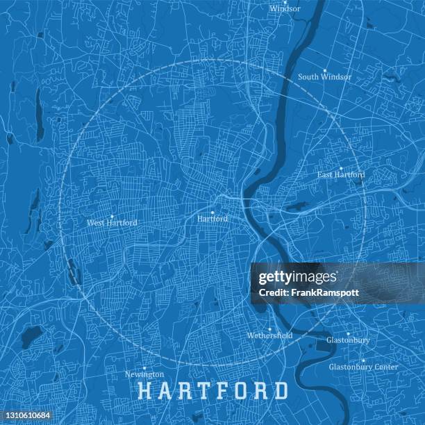 hartford ct city vector road map blue text - hartford connecticut stock illustrations
