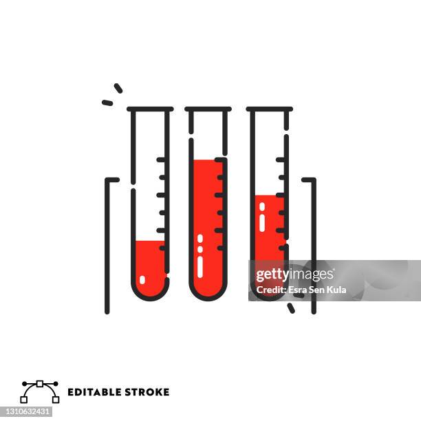 test tube flat lineal icon with editable stroke - pcr testing stock illustrations