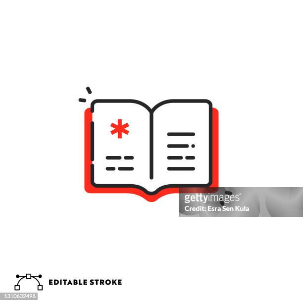 handbuch flaches liniensymbol mit bearbeitbarem strich - nachschlagewerk stock-grafiken, -clipart, -cartoons und -symbole