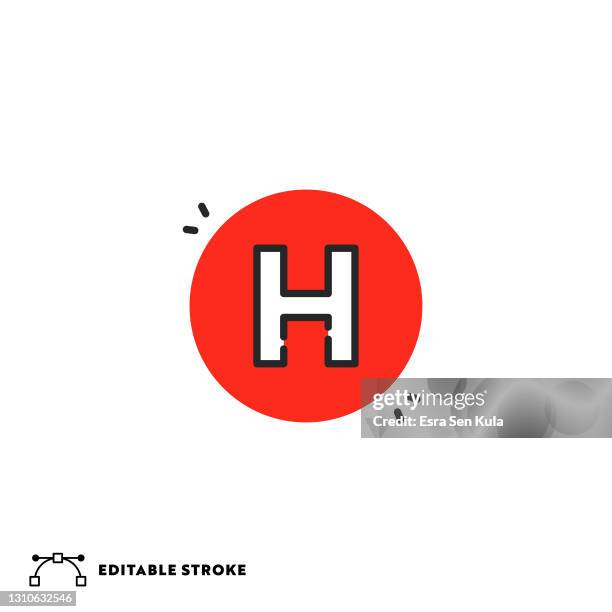 hospital flat lineal icon with editable stroke - helipad stock illustrations