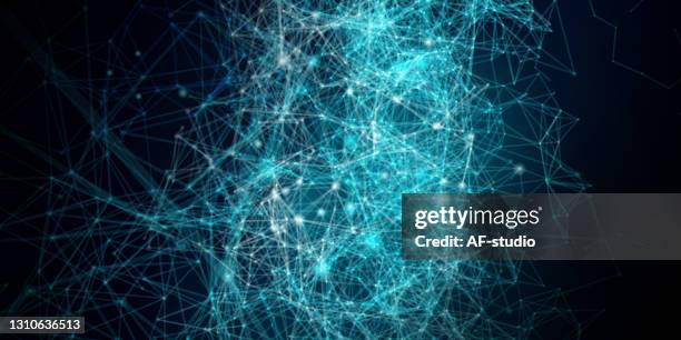abstract network background. particle wave. blockchain.neural network. - artificial neural network stock illustrations