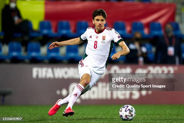 Adam Nagy of Hungary controls the ball during the FIFA World Cup 2022 Qatar qualifying Group I match between Andorra and Hungary on March 31, at...