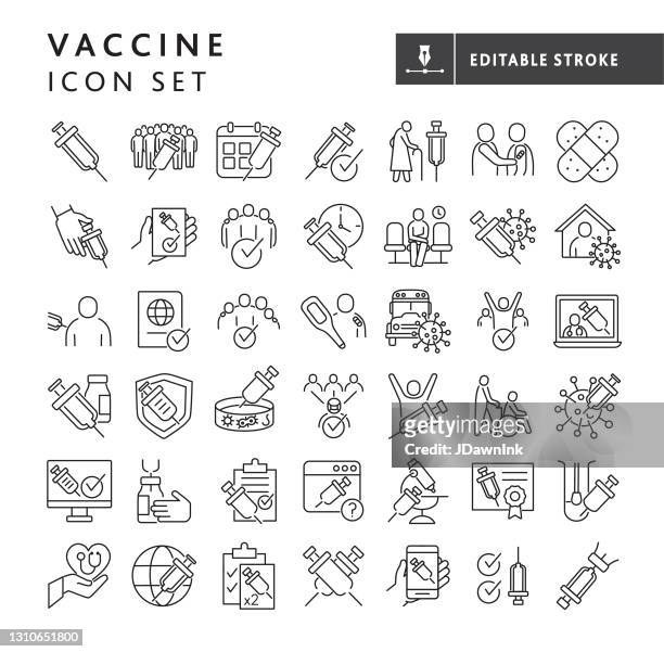 ilustrações de stock, clip art, desenhos animados e ícones de covid-19 virus vaccination, side effects, family vaccination, appointments, research, elderly protection big thin line icon set - editable stroke - vacinação