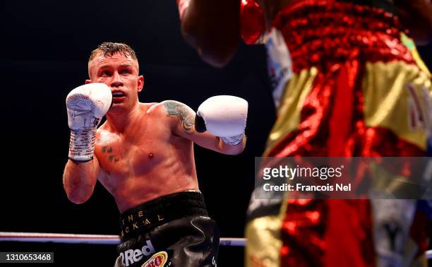 Carl Frampton of Northern Ireland in action during the WBO World Super Featherweight Title Fight between Jamel Herring and Carl Frampton at The...