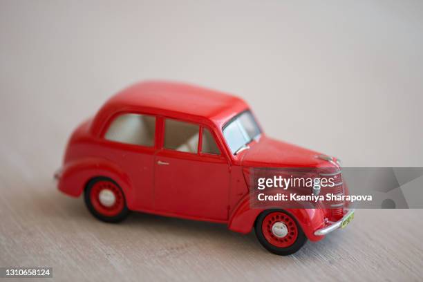 vintage red toy car - stock photo - sweet little models stock pictures, royalty-free photos & images