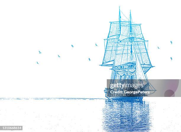 ilustrações, clipart, desenhos animados e ícones de navio alto - galleon