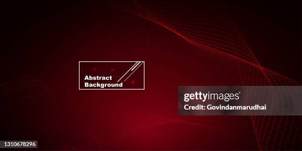 futuristic background of dots and lines with a dynamic wave - red connected dots stock illustrations