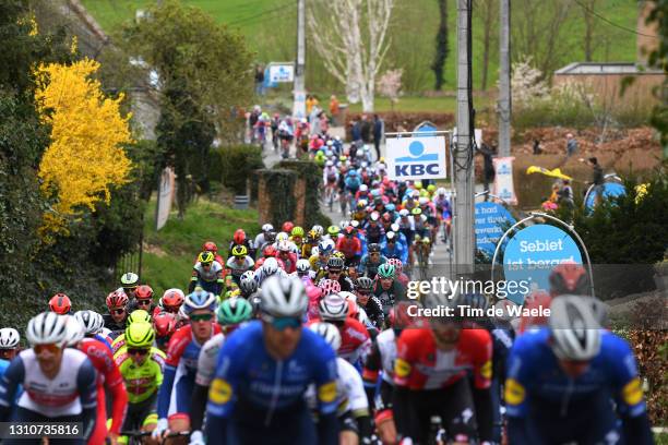 The Peloton passing through Wolvenberg sector during the 105th Ronde van Vlaanderen - Tour of Flanders 2021, Men's Elite a 251,5km race from Antwerp...