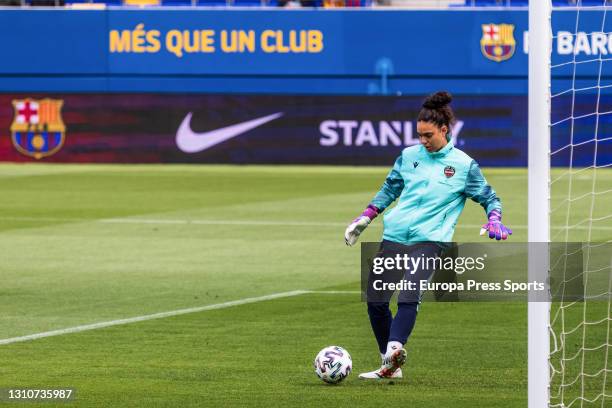 Maria Lopez of Levante UD warms up during the Spanish Women league, Primera Iberdrola, football match played between FC Barcelona and Levante UD at...