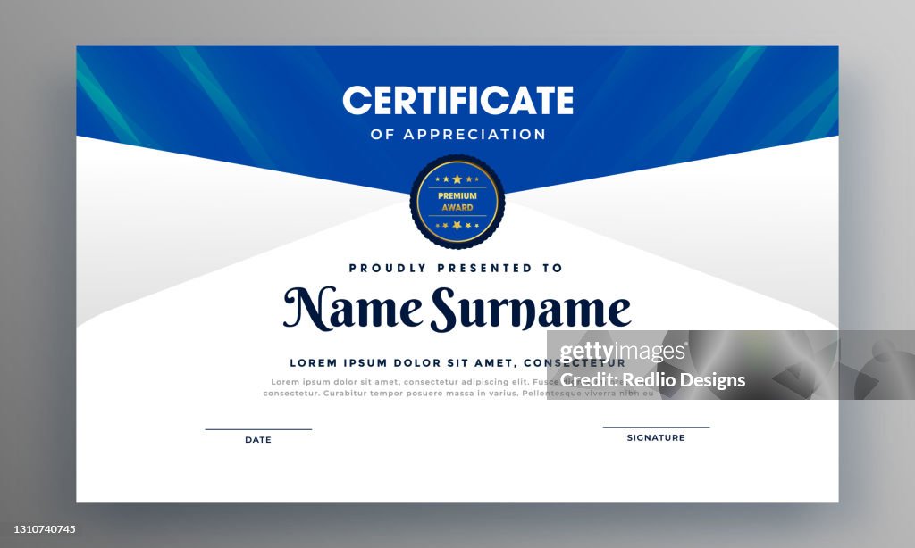 Kreatives blaues Cretificate-Design