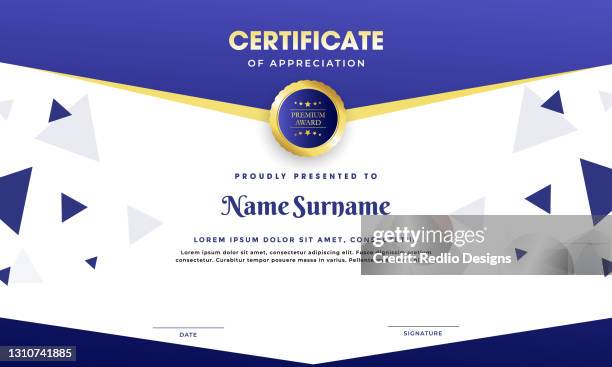 certificate design on blue and white background - certificate template stock illustrations