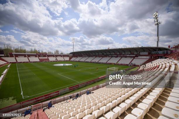 General view prior to the Liga Smartbank match between Albacete BP and RCD Espanyol de Barcelona at Estadio Carlos Belmonte on April 04, 2021 in...