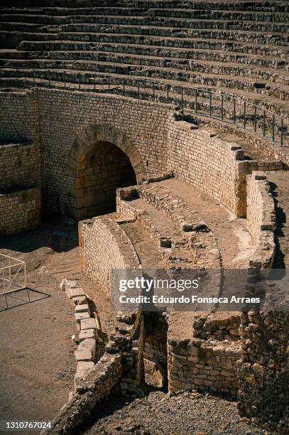 view of the ruins of the ancient roman era amphitheater arena - stadium entrance stock pictures, royalty-free photos & images