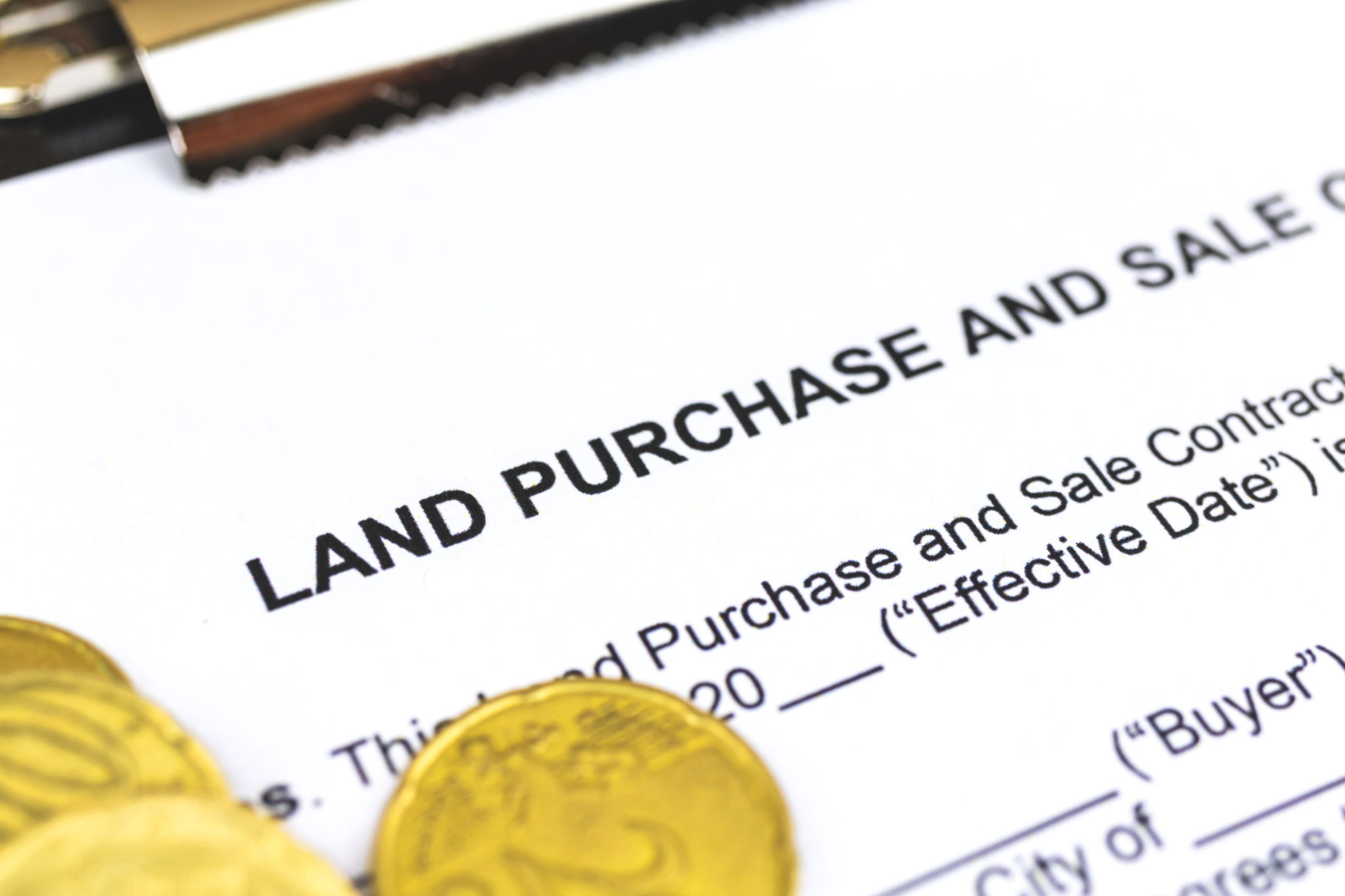 Land purchase and sale form or contract official document, sale of building plot background Land purchase and sale form or contract official document, sale of building plot background
