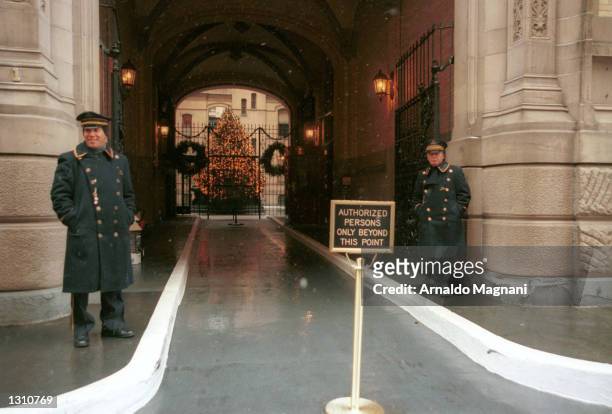 The entrance to the Dakota where John Lennon was murdered 20 years earlier December 8, 2000 in New York City.