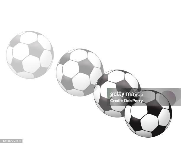 illustration of a soccer ball moving - chutar fotografías e imágenes de stock