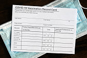 COVID-19 Vaccination Record Card on desk