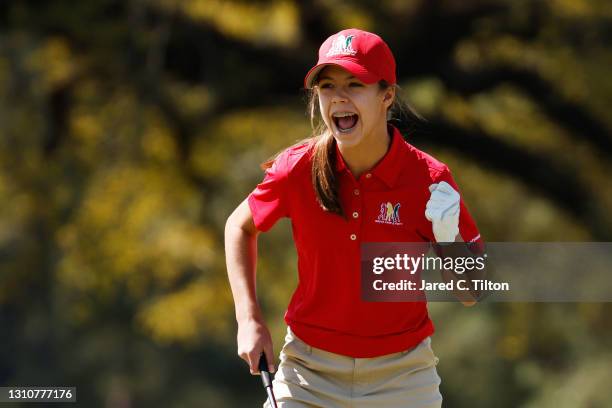 Elyse Meerdink, participant in the girls 10-11, competes during the Drive, Chip and Putt Championship at Augusta National Golf Club on April 04, 2021...