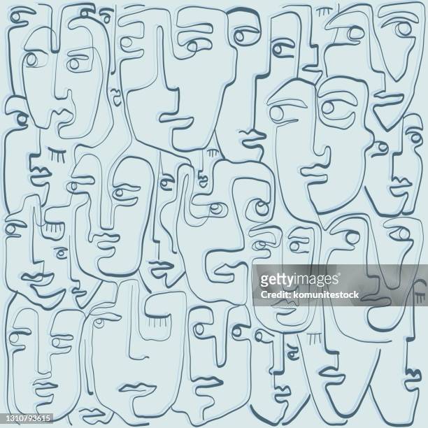 surreal cubism face. abstract modern face portrait. hand drawn vector illustration. contemporary drawing in modern cubism style. - woman line art stock illustrations