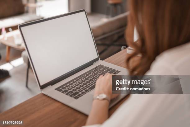 business workplace and working with laptop,social media marketing concept. - using laptop screen stock pictures, royalty-free photos & images