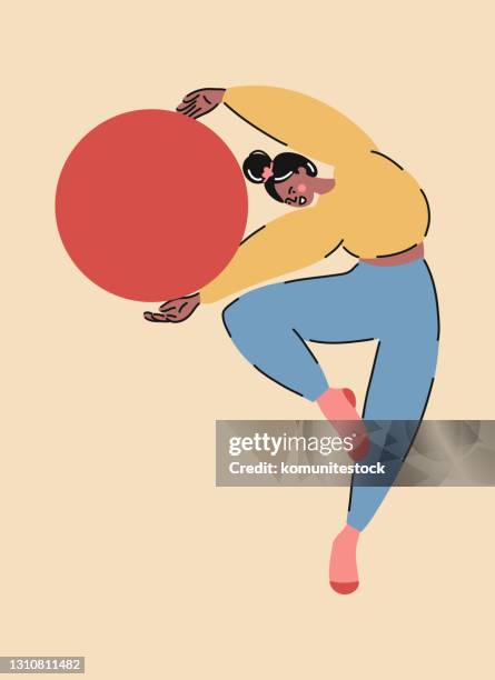 stockillustraties, clipart, cartoons en iconen met jong meisje dat pilates, de vectorillustratie van de stijl van het beeldverhaal doet - yoga