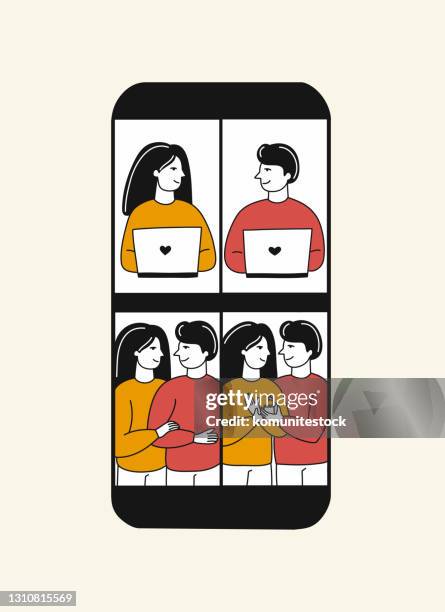 online chat concept, cartoon style vector illustration - webinar background stock illustrations