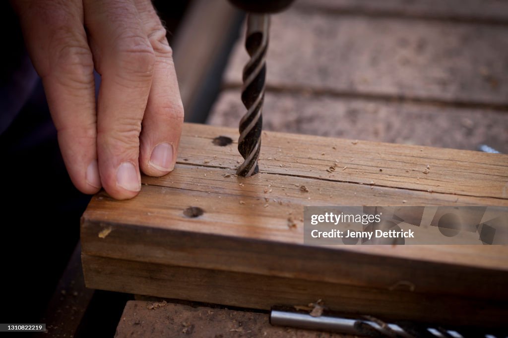 Drilling into timber