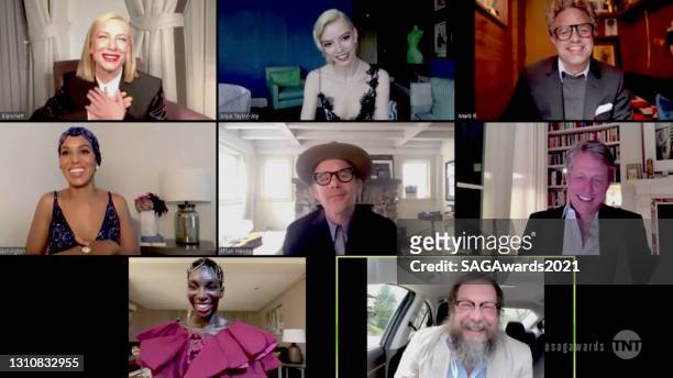 In this screengrab released on April 4 Cate Blanchett, Anya Taylor-Joy, Mark Ruffalo, Kerry Washington, Ethan Hawke, Hugh Grant, Michaela Coel, and...