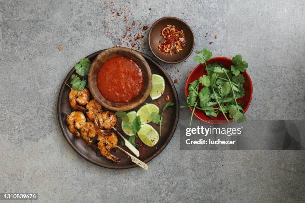 thai shrimp satay - bbq shrimp stock pictures, royalty-free photos & images