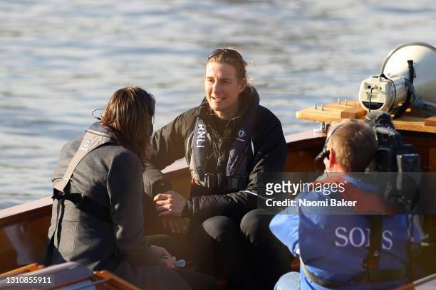 Sarah Winckless, celebrates on the umpire boat with Katherine Grainger after she becomes the first woman in the event’s 166-year history to umpire...
