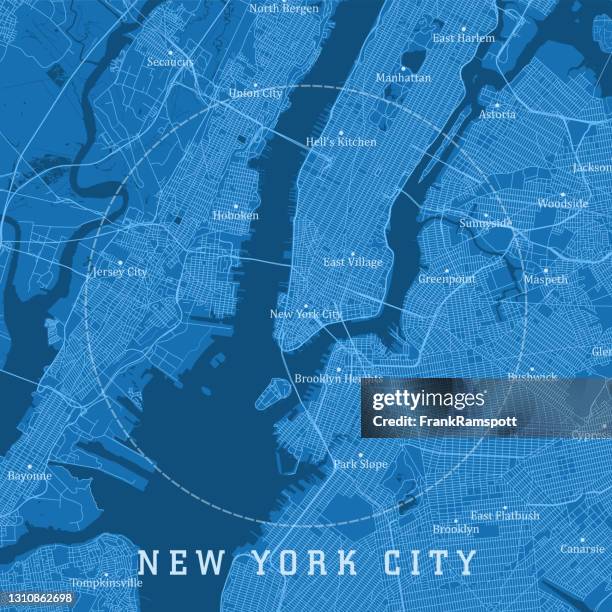 illustrations, cliparts, dessins animés et icônes de new york city ny city vector road map texte bleu - manhattan