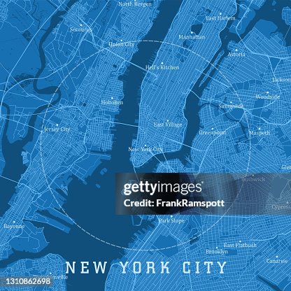 New York City NY City Vector Road Map Blue Text New York City NY City Vector Road Map Blue Text