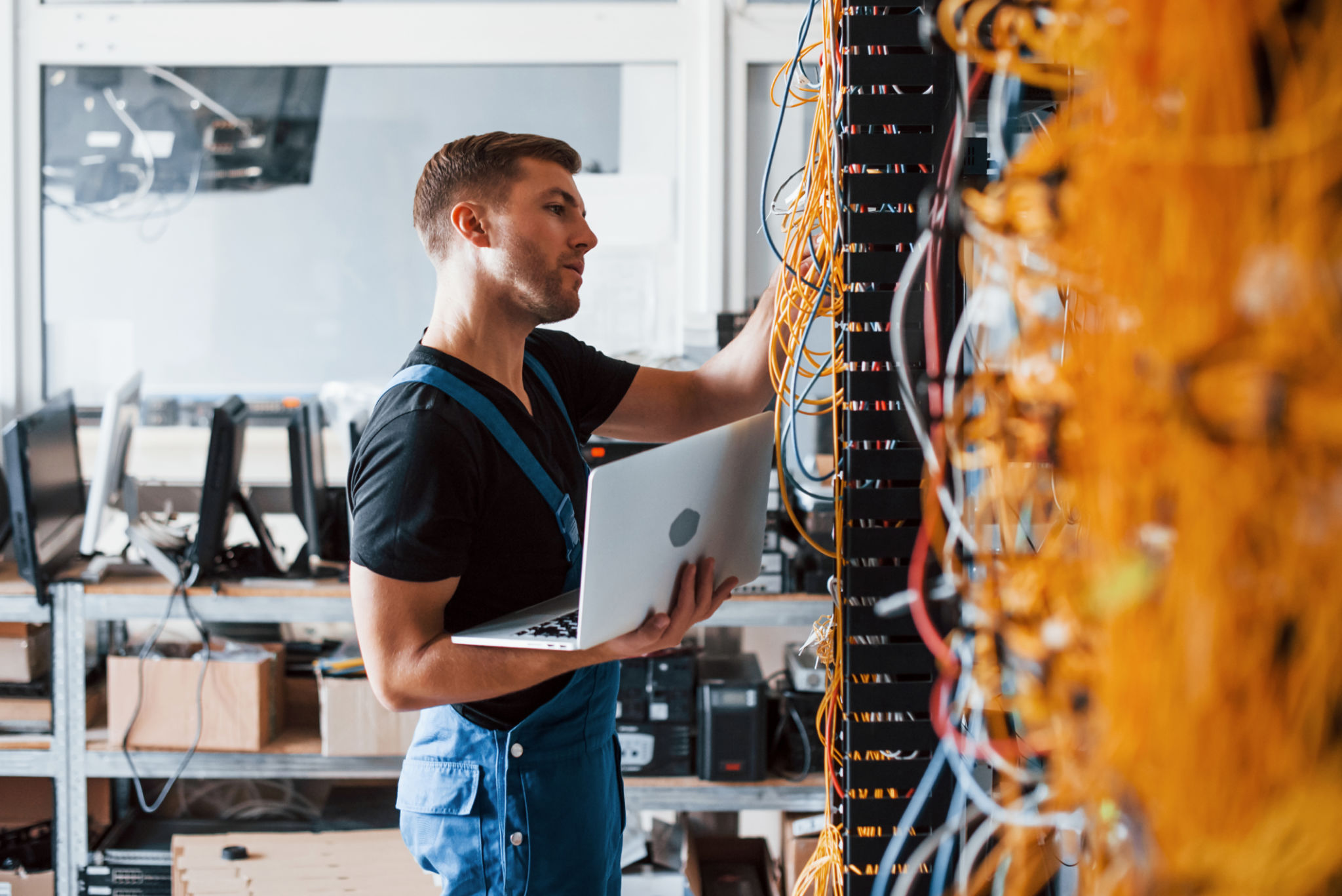 technician installing network