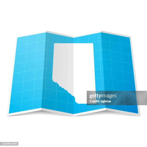 alberta karte gefaltet, isoliert auf weißem hintergrund - edmonton stock-grafiken, -clipart, -cartoons und -symbole