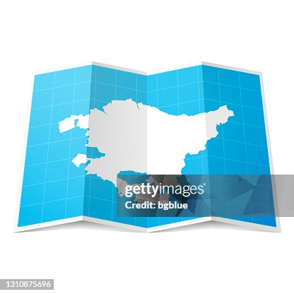 Basque Country Shapefile Basque Country Map Folded Isolated On White Background High-Res Vector ...